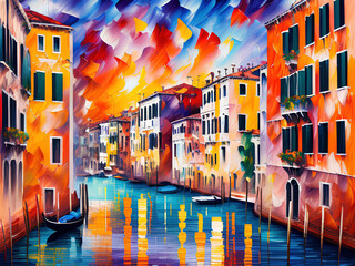 Impressionist Style Venice in Italy - 602238283