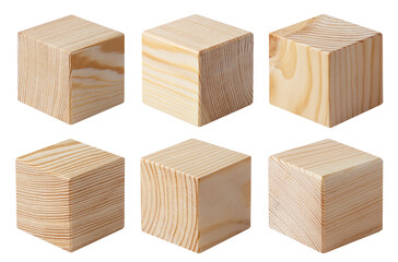Collection of wooden cubes cut out