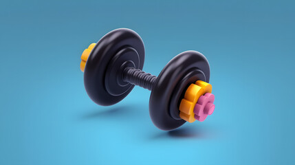 3d Dumbbell, Workout gym tools, Sport equipment, Gym time concept.