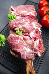 pork raw meat meal food snack on the table copy space food background rustic top view 