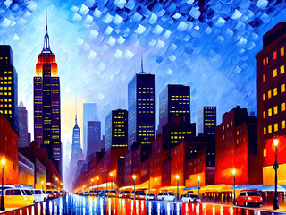 New York Skyline Impressionist Style - 602239099