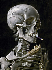 human skull on black - 602240473