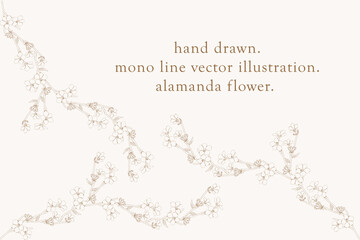 Landscape floral line pattern card template.
flat background.
handmade natural flowers.
Vector design illustration