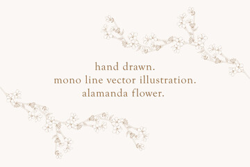 Landscape floral line pattern card template.
flat background.
handmade natural flowers.
Vector design illustration