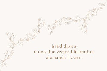 Landscape floral line pattern card template.
flat background.
handmade natural flowers.
Vector design illustration