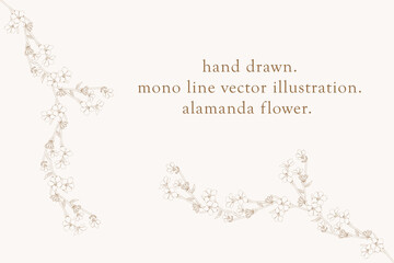 Landscape floral line pattern card template.
flat background.
handmade natural flowers.
Vector design illustration