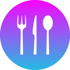 Cutlery Gradient Circle Glyph Inverted Icon