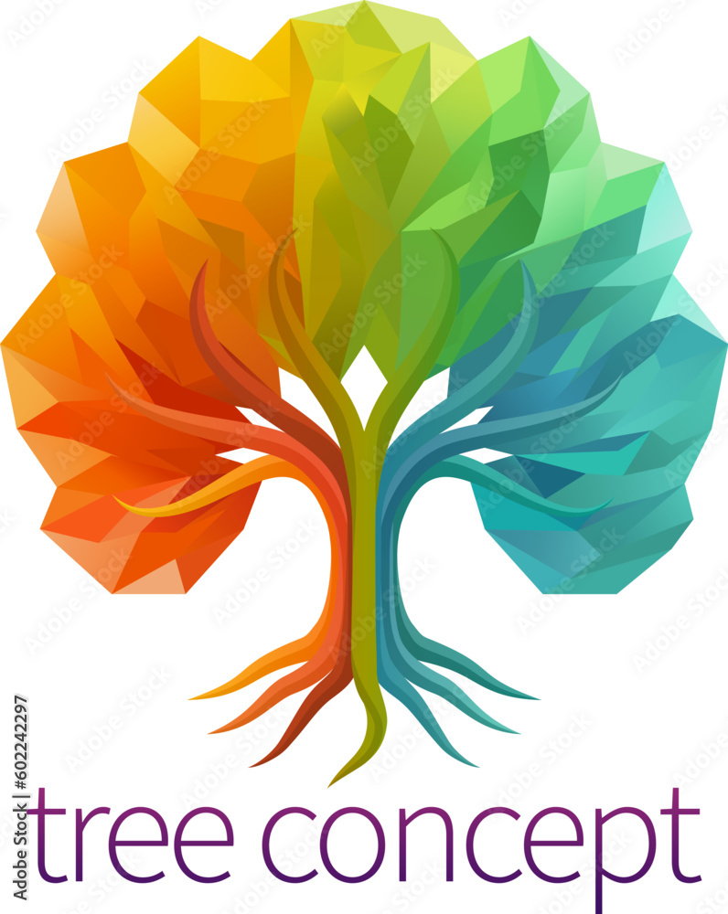 Canvas Prints a rainbow tree abstract stylised mutli color concept design icon