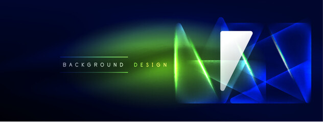 Fototapeta premium Neon lights hacking geometric background, virtual reality or artificial intelligence concept, cyberpunk geometric template for wallpaper, banner, presentation, background