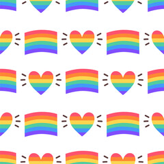 LGBT seamless pattern. Symbol of the LGBT community. LGBT pride or Rainbow elements. LGBT flag or Rainbow flag.