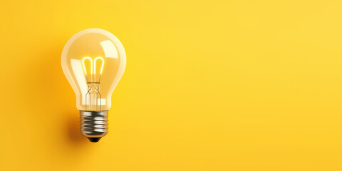 Lightbulb on yellow background. Creativity, Motivation and Inspiration concept. Generative AI
