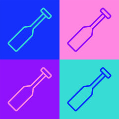 Pop art line Paddle icon isolated on color background. Paddle boat oars. Vector