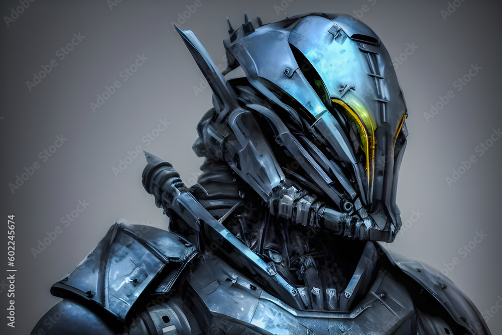 Poster portrait of a robot . created by artificial intelligence