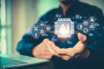 AI learning and business artificial intelligence system for cyber digital transformation technology of ideas and global or Use Ai for Data analysis, processing and management internet of things IoT