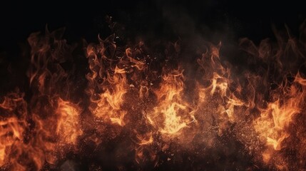 Fototapeta na wymiar Blazing Fire: Intense Flames Against a Dark Background. Generative AI