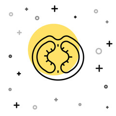 Black line Tomato icon isolated on white background. Random dynamic shapes. Vector