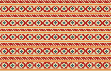 Ethnic flowers pattern ikat art Seamless pattern in tribal folk embroidery and Mexican style Aztec geometric art ornament print Design for carpet wallpaper clothing wrapping fabric cover textile flyer