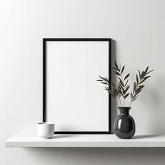 Picture mockup and frame on minimalist living setting