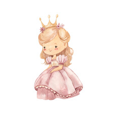 Watercolor princess illustration for kids