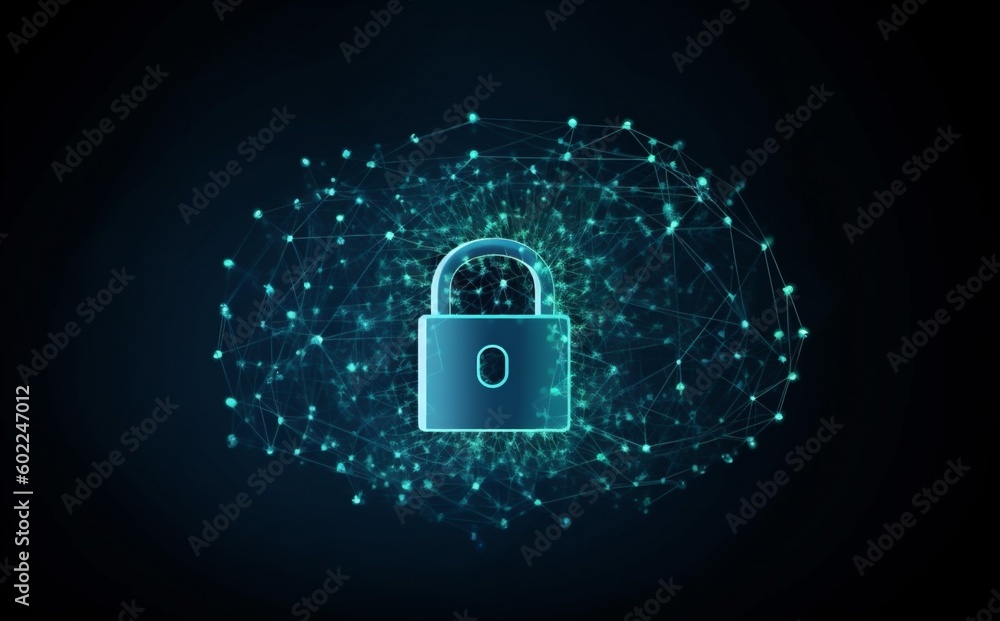 Poster protection digital security cyber system cyberspace technology lock network information. generative 
