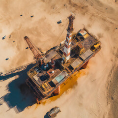High angle view overlooking the oil rig.generative ai