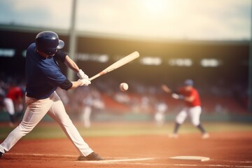 Fototapeta na wymiar man sport arena baseball game field athlete team player bat ball. Generative AI.