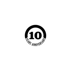 10 years anniversary emblem. Simple Anniversary badge or label isolated on white background