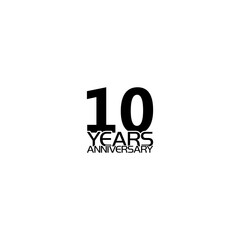 10 years anniversary emblem. Simple Anniversary badge or label isolated on white background