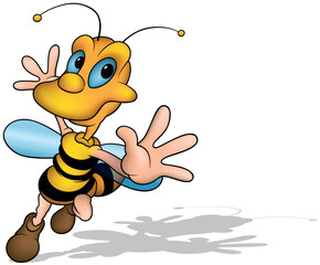 Smiling Honeybee with Blue Eyes Dancing