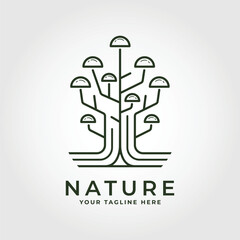 abstract line art tree concept vector logo design.
