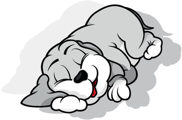 Gray Puppy Sleeping on the Ground