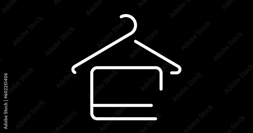 Poster towel hanger animated outline icon with alpha channel. towel hanger 4k video animation for web, mobi