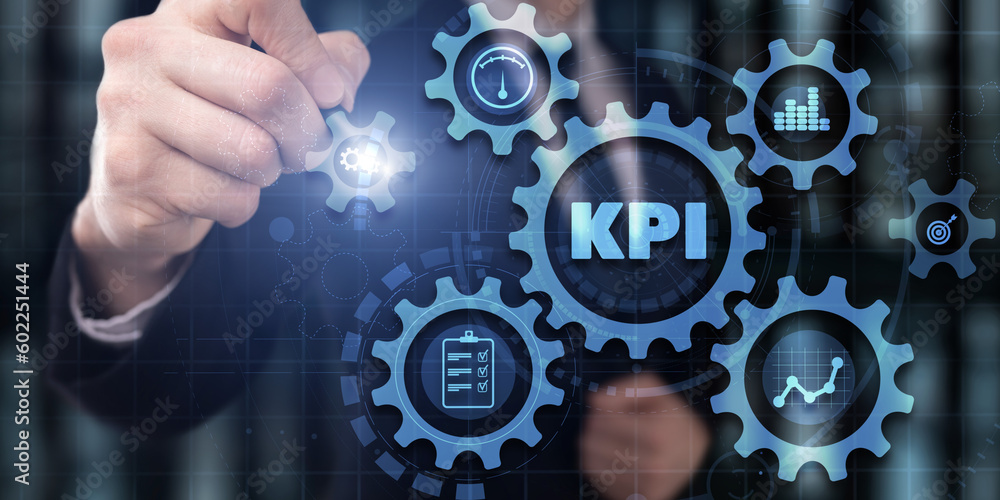 Poster kpi. key performance indicator. business technology internet and network concept. background data ce