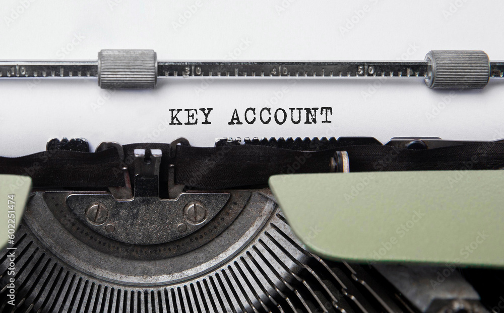 Poster text key account typed on retro typewriter