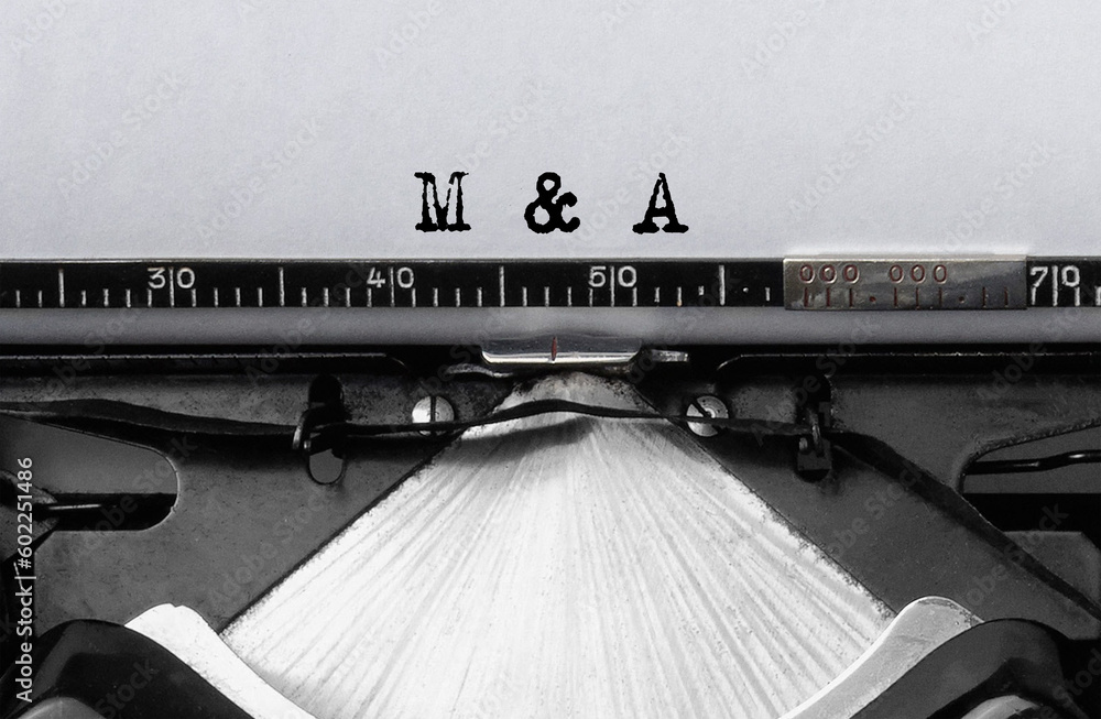 Poster text m and a typed on retro typewriter