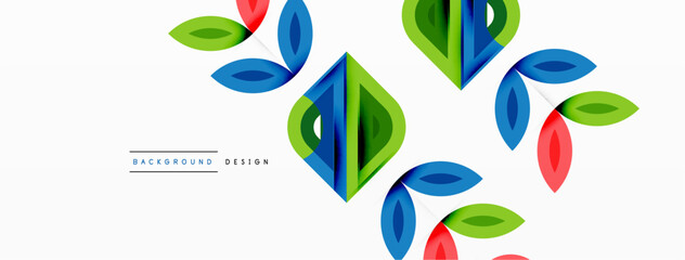 Colorful triangles and round shapes background. Template for wallpaper, banner, presentation, background