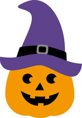 Halloween pumpkin in a witch hat