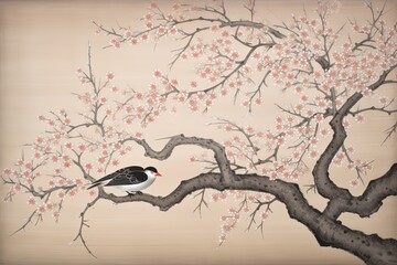 Tranquil Serenity in Soft Pastel Tones: An Intricate Drawing of Cherry Blossom, generative AI