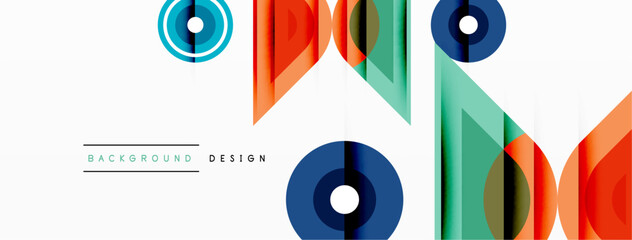 Colorful triangles and circles abstract background. Design for wallpaper, banner, background, landing page, wall art, invitation, prints, posters
