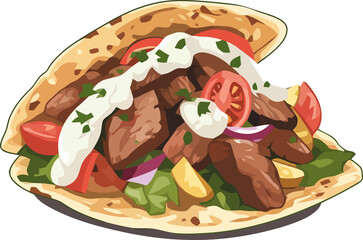 Traditional Greek wrapped sandwich gyros