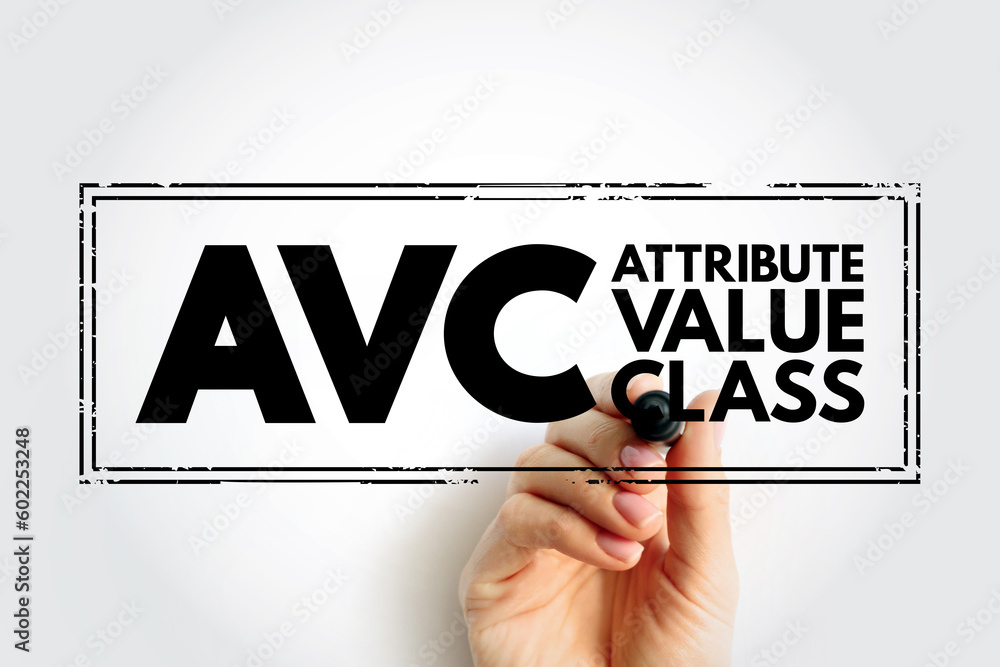 Poster avc - attribute value class acronym, technology concept background