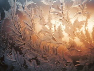 Frosty Mosaic: Crystalline Patterns on Winter Glass Background