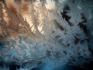 Frosty Mosaic: Crystalline Patterns on Winter Glass Background