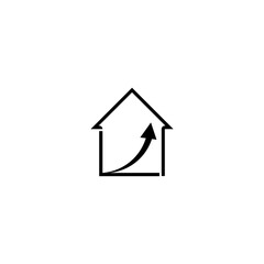 Fototapeta na wymiar House price or value increase icon. Growth graph icon isolated on white background