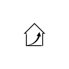 House price or value increase icon. Growth graph icon isolated on white background