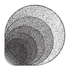Naklejka premium Distorted geometric circle . Minimal art design . Noise destroyed logo . Trendy grainy shapes . Graph print texture .Spray effect .Grunge texture . Distressed element .vector 