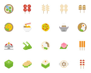 set of thai food icons, spicy, restaurant,