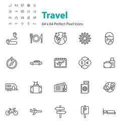 set of travel icons, transportation, airplane
