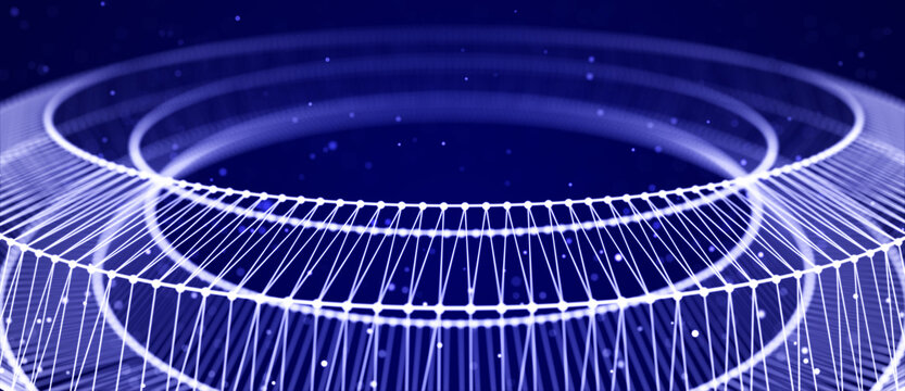 Abstract tunnel. 3D wormhole or vortex. Grid. 3d rendering