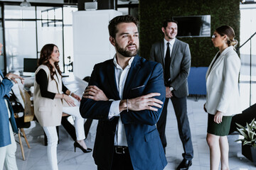 portrait of young latin businessman at the office in Mexico Latin America, hispanic man working in job